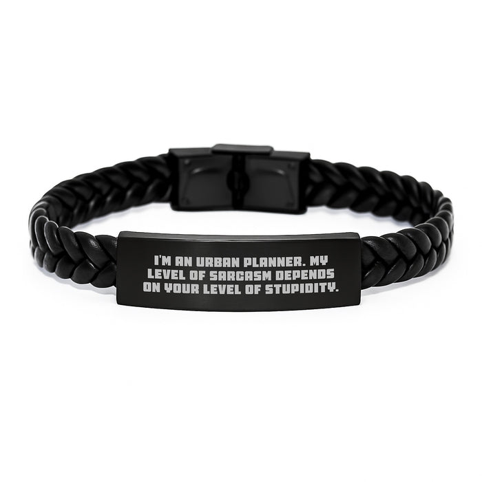 Urban Planner Sarcasm Humor Funny Gift for Mom Mother's Day Interlaced Leather Bracelet from Husband - Image 1
