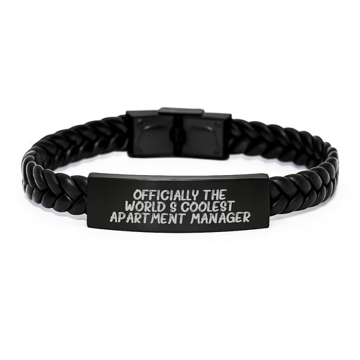 Special Gifts for Apartment Managers, Funny Quote Interlaced Leather Bracelet for Men, Unique Father's Day Unique Gifts from Friends or Family - The World's Coolest Apartment Manager - Image 1