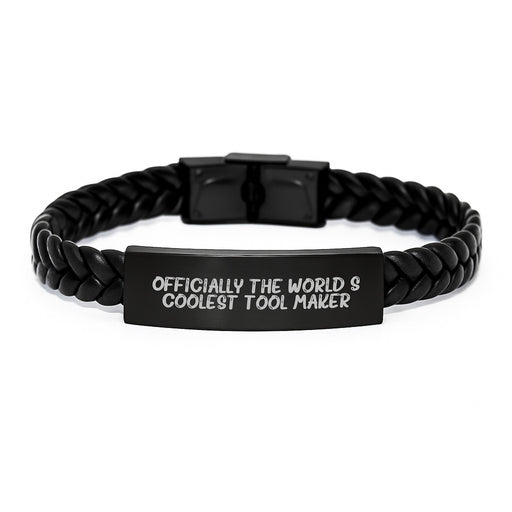 Officially The World's Coolest Tool Maker Interlaced Leather Bracelet Gifts for Men from Friends, Unique Graduation Unique Gifts for Tool Makers - Image 1
