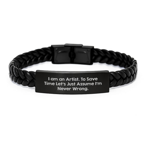 Funny Artist Quote Interlaced Leather Bracelet, Gifts for Artists from Friends, Unique Graduation Gifts for Men Women - Image 1