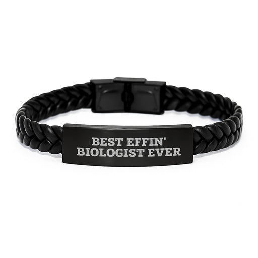 Funny Biologist Gifts Best Effin' Biologist Ever Interlaced Leather Bracelet Gifts for Biologist Men Women Friends Coworkers Family - Image 1