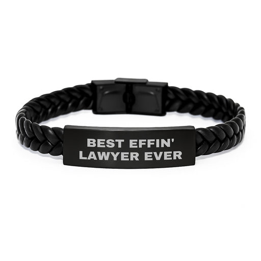 Funny Lawyer Gifts for Dad, Best Effin' Lawyer Ever Interlaced Leather Bracelet, Unique Fathers Day Unique Gifts from Men - Image 1
