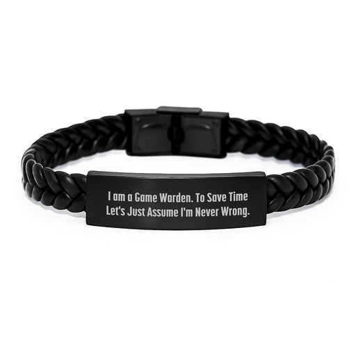 Funny Game Warden Gifts from Friends to Game Wardens on Father's Day - Interlaced Leather Bracelet for Men, Game Warden Quote - Image 1
