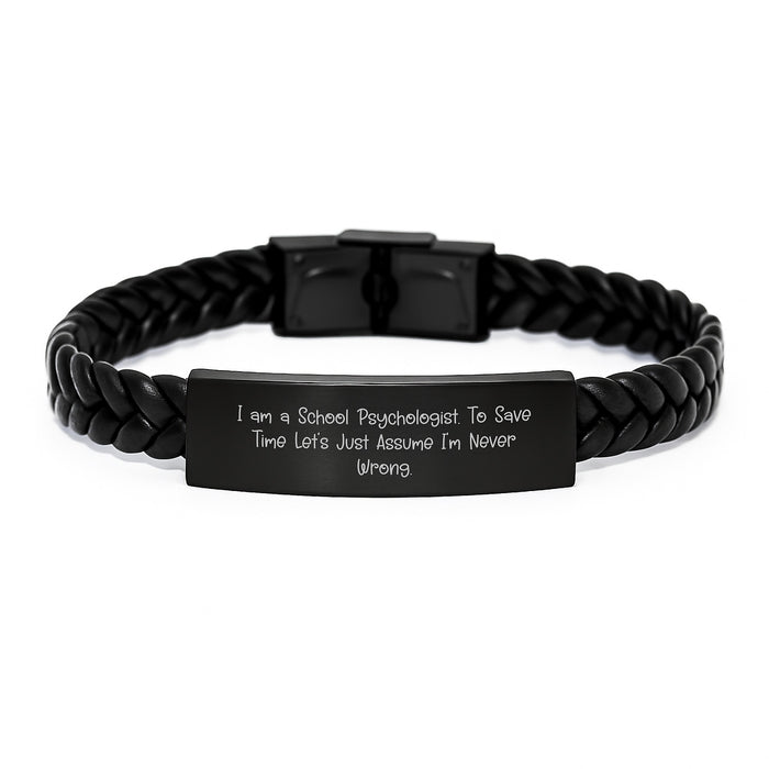 Funny School Psychologist Interlaced Leather Bracelet Gifts from Family, Friends, Coworkers to School Psychologist, Men, Women, Christmas Unique Gifts - Image 1