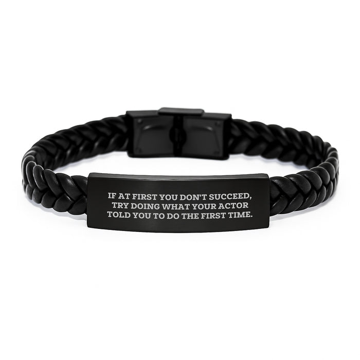 Gifts from Friends for Actor - Funny Quote Interlaced Leather Bracelet, Mother's Day Unique Gifts for Him - Inspirational Actor Gifts - Image 1