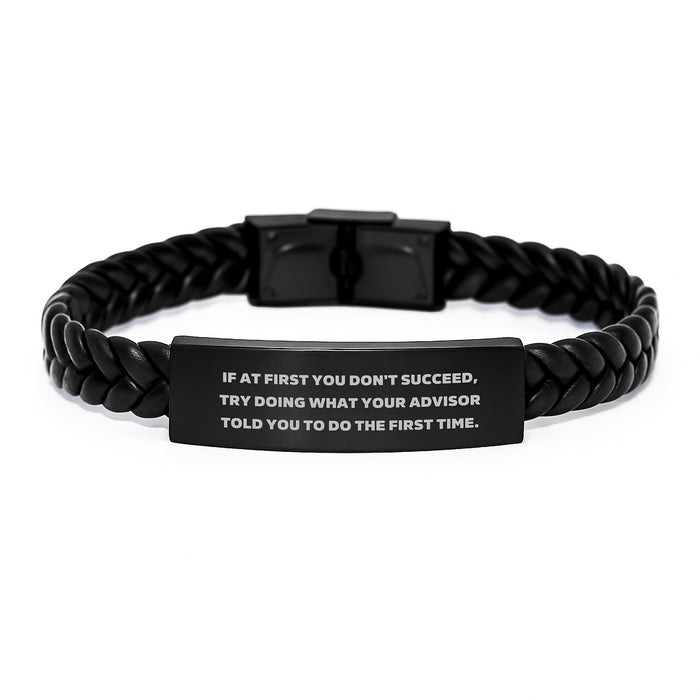Funny Advisor Quotes Interlaced Leather Bracelet Gifts from Men, Inspiring Encouragement Jewelry for Advisor Friends, Unique Father's Day Unique Gifts for Dad - Image 1