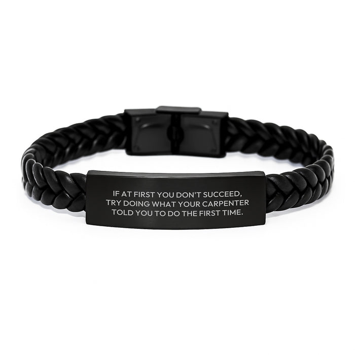 Funny Mom's Day Gift Ideas from Men to Carpenter Friends - Interlaced Leather Bracelet - Image 1