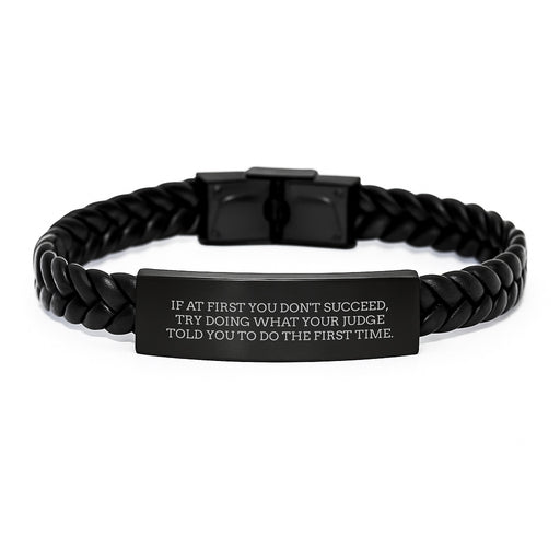 Funny Judge Gifts, Inspirational Quotes Interlaced Leather Bracelet, Unique Graduation Gifts for Judge, Men, or Women from Friends, Family, or Coworkers - Image 1