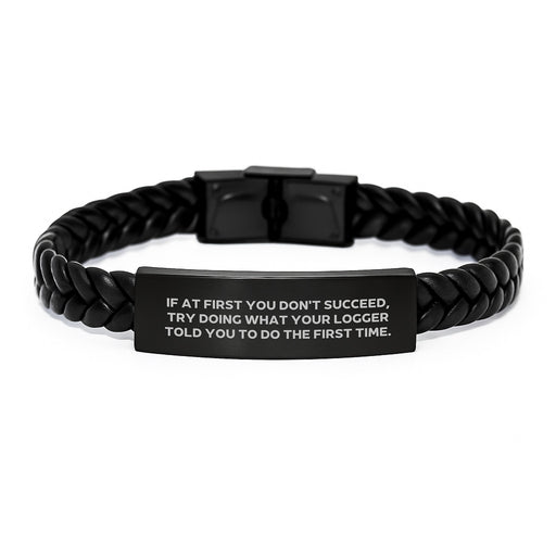 Funny Logger Gifts from Friends - Interlaced Leather Bracelet for Men Graduation Unique - Image 1