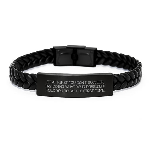 Funny Inspirational President Gifts for Men Women Friends Coworkers Family - Interlaced Leather Bracelet, President Quote, Graduation Unique Gifts from President - Image 1