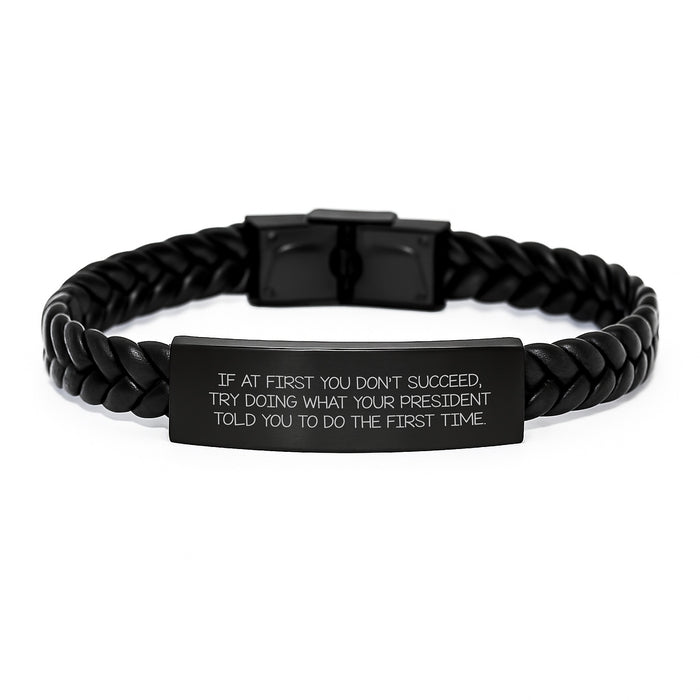 Funny Inspirational President Gifts for Men Women Friends Coworkers Family - Interlaced Leather Bracelet, President Quote, Graduation Unique Gifts from President - Image 1