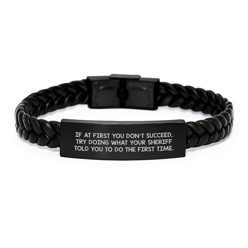 Funny Sheriff Gifts from Friends, Sheriff Interlaced Leather Bracelet for Men, Inspirational Graduation Unique Gifts Gifts for Sheriff - Image 1
