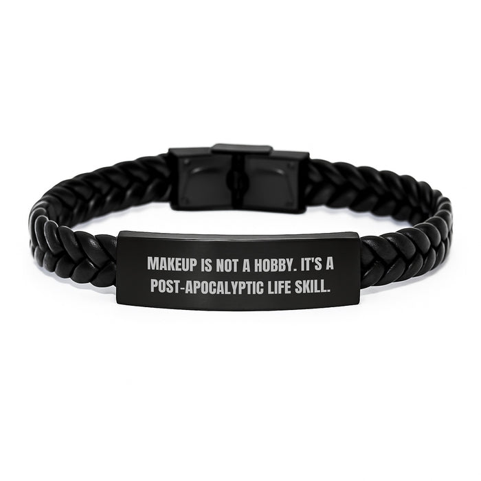 Funny Makeup Gifts for Women - Interlaced Leather Bracelet with Stainless Steel - Graduation Unique Gifts from Friends and Family - Image 1