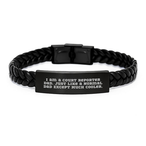 Funny Court Reporter Dad Gifts, Interlaced Leather Bracelet for Court Reporter Men, Court Reporter Dad Graduation Unique Gifts from Family to Court Reporter Men - Image 1