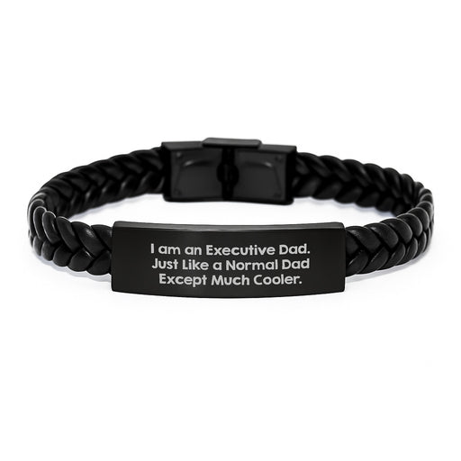 Executive Interlaced Leather Bracelet Gifts from Dad, Graduation Unique Gifts for Executive Men - Image 1