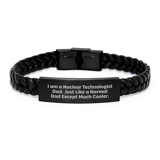 Nuclear Technologist Gifts for Dad - Interlaced Leather Bracelet, Graduation Unique Gift for Men from Family - Image 1