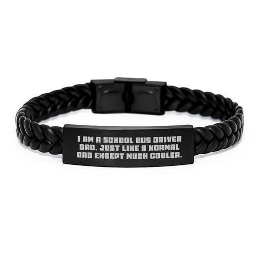 Funny School Bus Driver Gifts for Men from Dad - Interlaced Leather Bracelet, Graduation Unique - Image 1