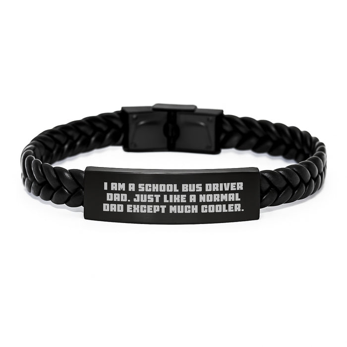 Funny School Bus Driver Gifts for Men from Dad - Interlaced Leather Bracelet, Graduation Unique - Image 1