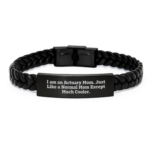 Gifts from Mom to Her Cool Actuary Grad Son, Interlaced Leather Bracelet with Stainless Steel for Actuary Men, Actuary Mom's Gift for Graduation Day - Image 1