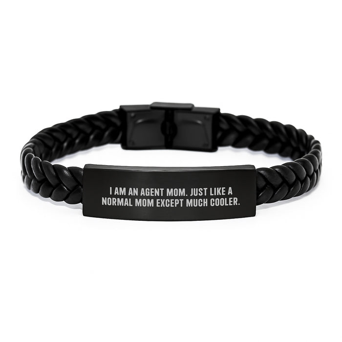 Unique Agent Graduation Gifts from Friends - Interlaced Leather Bracelets for Agent Mom with Funny Quote, Stainless Steel and PU Leather - Image 1