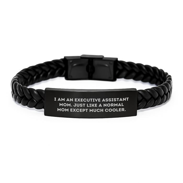 Gifts for Executive Assistant, Unique Graduation Gifts for Her, Funny Executive Assistant Mom Interlaced Leather Bracelet - Image 1
