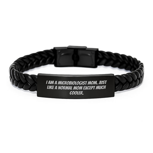 Funny Microbiologist Mom Gifts - Interlaced Leather Bracelet for Graduation Unique Gifts from Mom to Microbiologist Men - Image 1