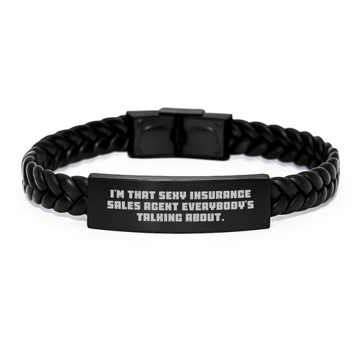 Sexy Insurance Sales Agent Gifts for Men, Funny Graduation Unique Gifts for Insurance Agent Friend, Interlaced Leather Bracelet from Friends - Image 1