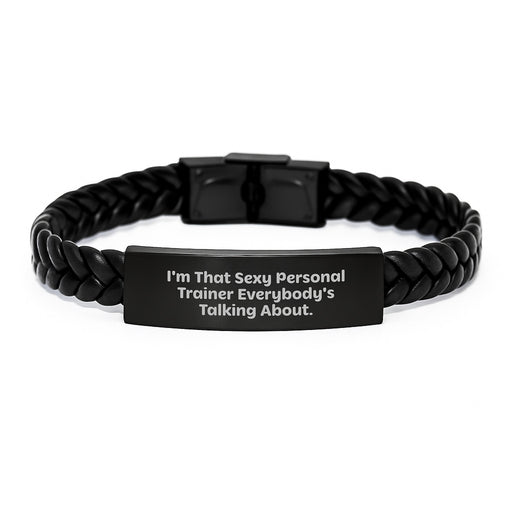 Funny Personal Trainer Gifts from Men to Friends, Unique Interlaced Leather Bracelet for Personal Trainer, Perfect Graduation Unique Gifts - Image 1