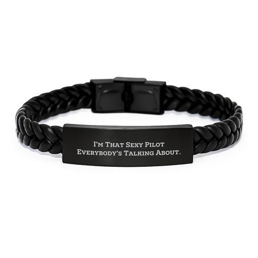 Sexy Pilot Gifts for Him, Pilot Leather Bracelet, Funny Pilot Quote, Unique Graduation Unique Gifts for Men from Friends - Image 1