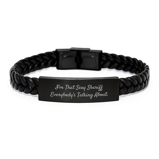 Sexy Sheriff Engraved Interlaced Leather Bracelets, Funny Sheriff Gifts for Men, Sheriff Graduation Unique Gifts from Friends - Image 1