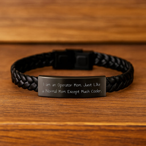 Unique Operator Graduation Gifts for Operator Mom, Funny Interlaced Leather Bracelet with Stainless Steel, 'I Am An Operator Mom' Quote - Gifts from Family, Friends, Coworkers to Operator, Men, Women - Image 2