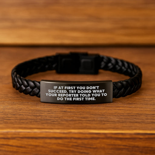 Funny Reporter Gifts, Inspirational Interlaced Leather Bracelet for Men, Graduation Unique Gifts from Friends to Reporter - Image 2