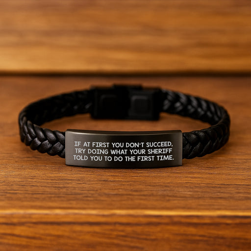Funny Sheriff Gifts from Friends, Sheriff Interlaced Leather Bracelet for Men, Inspirational Graduation Unique Gifts Gifts for Sheriff - Image 2