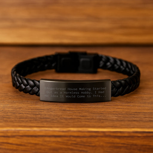 Gingerbread House Making Gifts for Men, Funny Quote Interlaced Leather Bracelet for Graduation, Gifts from Family - Image 2