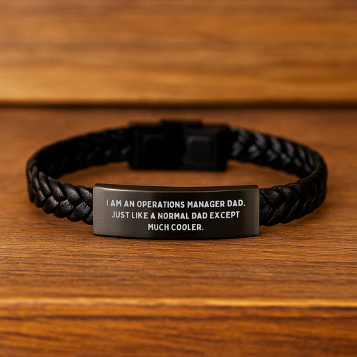 Unique Operations Manager Dad Gifts from Family, Operations Manager Graduation Unique Gifts for Men, I Am An 'Operations Manager Dad' Inspired Interlaced Leather Bracelet - Image 2