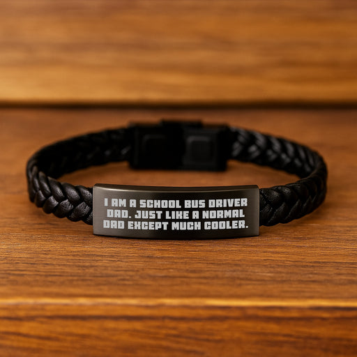 Funny School Bus Driver Gifts for Men from Dad - Interlaced Leather Bracelet, Graduation Unique - Image 2