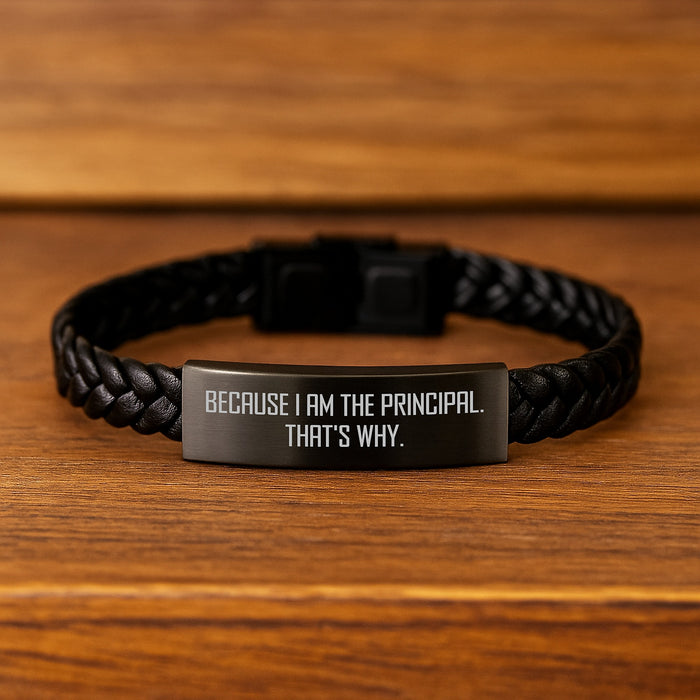 Principal Interlaced Leather Bracelet, Funny Quote, Gifts for Principal, Men, Inspirational, Versatile Style - Image 2