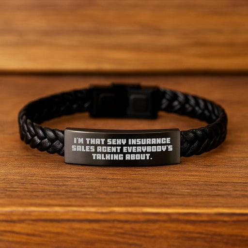 Sexy Insurance Sales Agent Gifts for Men, Funny Graduation Unique Gifts for Insurance Agent Friend, Interlaced Leather Bracelet from Friends - Image 2