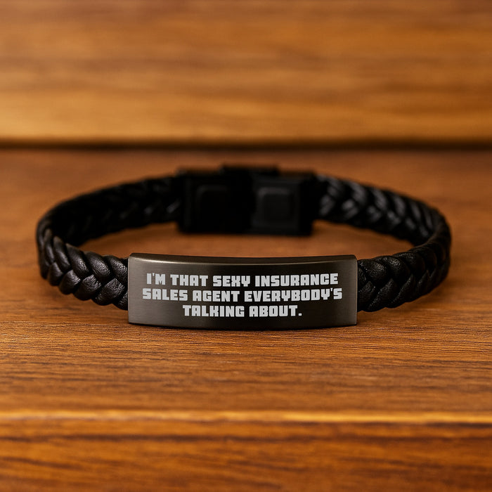 Sexy Insurance Sales Agent Gifts for Men, Funny Graduation Unique Gifts for Insurance Agent Friend, Interlaced Leather Bracelet from Friends - Image 2