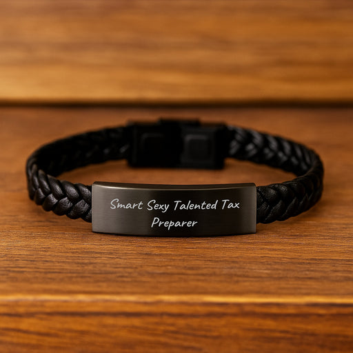 Sexy Talented Tax Preparer Gifts for Men, 'Smart Sexy Talented Tax Preparer' Leather Bracelet, Unique Christmas Unique Gifts from Friends, Coworkers, Family - Image 2