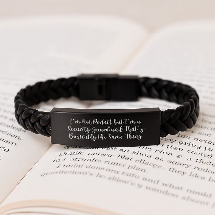 Funny Security Guard Gifts for Men from Friends, Inspirational Interlaced Leather Bracelet for Birthday - Image 3