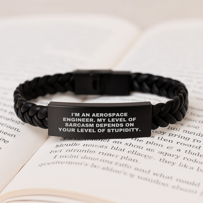 Funny Gifts from Aerospace Engineer Friend, Aerospace Engineer Valentine's Unique Gifts, Interlaced Leather Bracelet with Sarcasm Quote - Image 3
