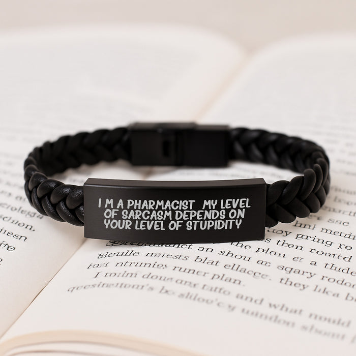 Funny Pharmacist Gifts for Men, I'm a Pharmacist Interlaced Leather Bracelet, Great Father's Day Unique Gifts from Family - Image 3