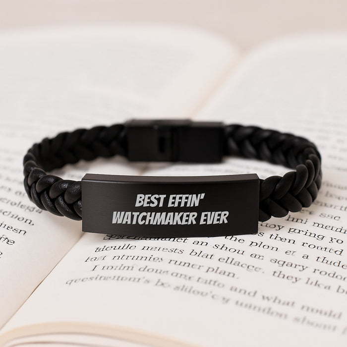 Funny Watchmaker Gifts from Men, Unique Interlaced Leather Bracelet Best Effin' Watchmaker Ever, Father's Day Unique Gifts for Watchmaker - Image 3