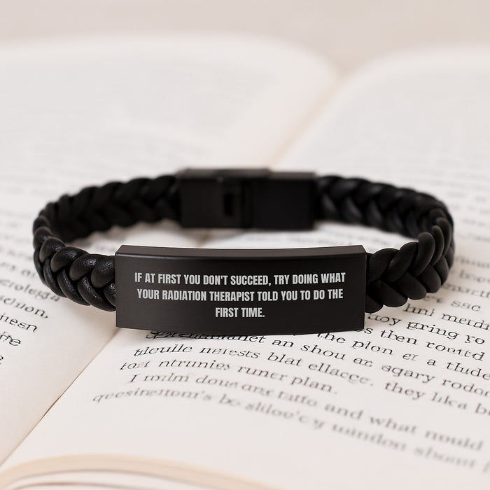 Funny Radiation Therapist Gifts, Interlaced Leather Bracelet, Gifts from Friends, for Radiation Therapist Graduation Unique Gifts - Image 3