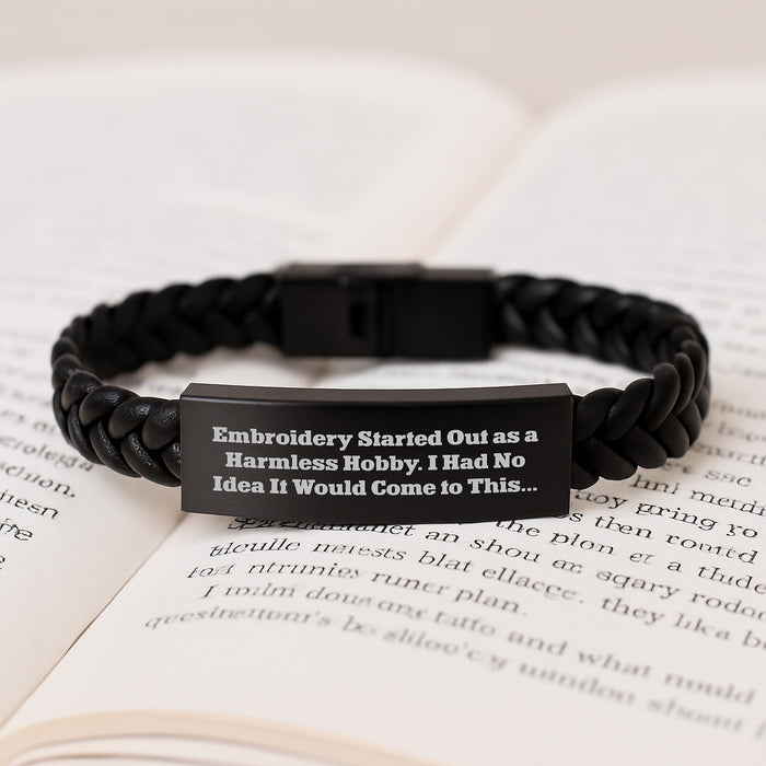 Embroidery Inspiration Gifts from Friends for Women Interlaced Leather Bracelet, Funny Quote, Stainless Steel Engraved, Graduation Unique Gifts - Image 3