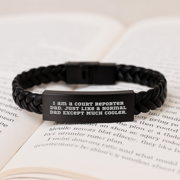 Funny Court Reporter Dad Gifts, Interlaced Leather Bracelet for Court Reporter Men, Court Reporter Dad Graduation Unique Gifts from Family to Court Reporter Men - Image 3