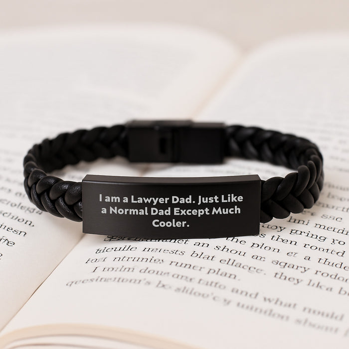 Lawyer Dad Gifts from Family, Unique Interlaced Leather Bracelet for Men, Funny Lawyer Quote Dad Graduation Gifts - Image 3