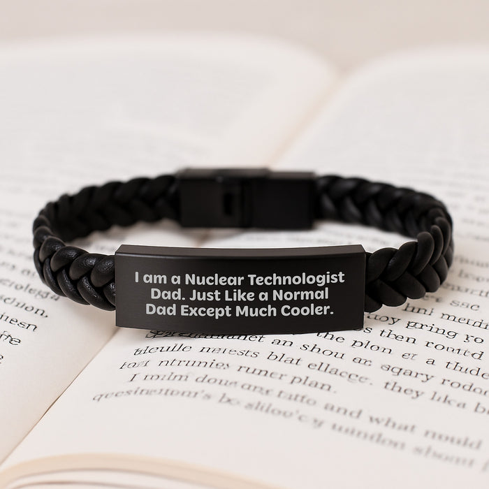 Nuclear Technologist Gifts for Dad - Interlaced Leather Bracelet, Graduation Unique Gift for Men from Family - Image 3