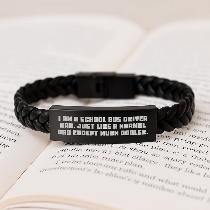Funny School Bus Driver Gifts for Men from Dad - Interlaced Leather Bracelet, Graduation Unique - Image 3